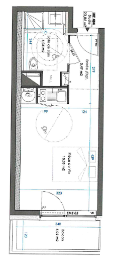 STUDIO 23,86m² avec balcon et parking